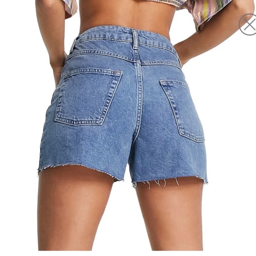 Topshop A Line Denim Mom Shorts Size 10 - Picture 2 of 5